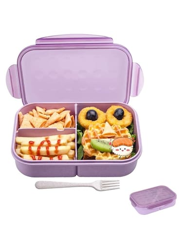Aputue Bento Lunch Box for Kids, Ideal Leak Proof Lunch Box Containers, Microwave and Dishwasher Safe Lunch Box, No Bpas and No Chemical Dyes Bento Box for Kids, Mom&rsquo;s Choice Kids Lunch Box (Purple)