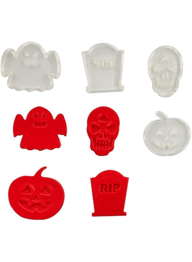 JSA 8pcs Helloween Theme Cookies Fondant and Dough Cutter and Drawing Stencils, Kids Educational Toys