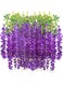 DAYONG Artificial Fake Wisteria Flower Strings for Decoration, 12pcs Bushy Silk Vine Wisteria Hanging Garland for Wedding Decor Room Wall Party (light purple)