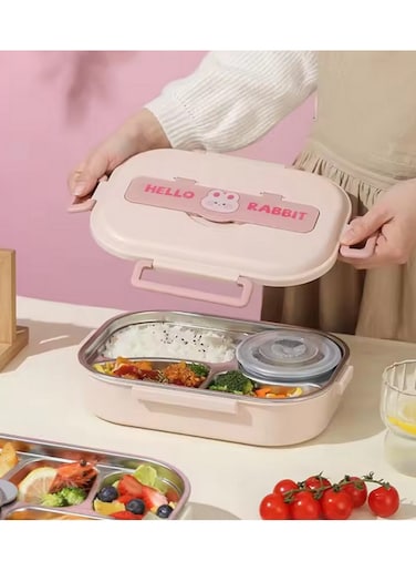 Sustainable and Functional Gourmet Treats Gift Basket: Portable 5-Compartment 1550 ml Food Container, Cute 304 Stainless Steel Bento Lunch Box
