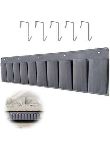 Azonee RV Shoe Pockets, 10 Pockets RV Shoe Organizer, Heavy Hanging Bedside Storage Organizer with Sturdy Hooks Storage Pockets Hangs on bed for Shoes, Toys and Tools