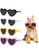 CheeseandU 4Pairs Funny Cute Pet Heart Sunglasses Puppy Sunglasses Puppy Cosplay Photo Props Retro Kitten Puppy Eye Wear Party Favors for Small Dog Cat Photo Outdoor Beach, Yellow, Black, White, Pink