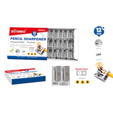 MOTARRO Double-Hole Metal Pencil Sharpener MK028-2, Professional Magnesium Alloy Manual Sharpener for Standard &amp; Jumbo Pencils, Durable Steel Blades