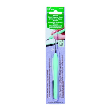 Clover 1224 Amour Steel Crochet Hook No. 8, 0.90mm,Blue
