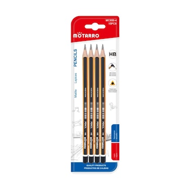 MOTARRO HB Pencils MC050-4 - 15 PCS Triangle Shape, Ultra-Resistant Graphite for Sketching, Drawing &amp; Writing - 17.5cm

