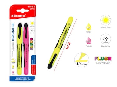 MOTARRO 2PCS Highlighter Set MC046-3 &ndash; Fuchsia &amp; Yellow Manga Marker Pens for Note-Taking, Lettering, and School Stationery Supplies