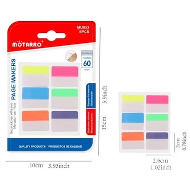 MOTARRO 6 Color Transparent Waterproof Sticky Notes Page Marker Index Tabs for File Classification Planner Stickers Office Supplies

