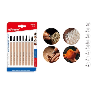 MOTARRO 4/8 Wood Handle Art Carving Tool 8-Pieces(MP157-8)
