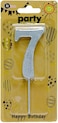 Italo Number 7 Glitter Dipped Birthday Candle, Silver