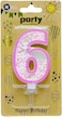 Italo 6 Number Foam Balls Birthday Candle - Pink