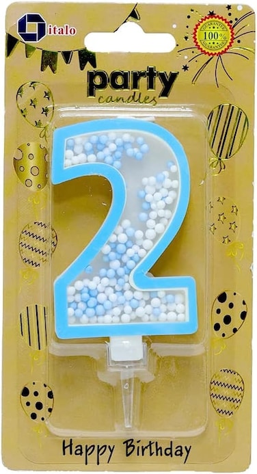 Italo 2 Number Foam Balls Birthday Candle - Blue