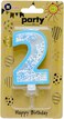 Italo 2 Number Foam Balls Birthday Candle - Blue