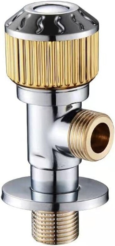 AL ARQAM 1/2" Germany Angle Valve with Golden Round Knob, Brass Plated, 168g - Durable Water Control Valve for Plumbing, Shower, and Bathroom Use - (Made in Germany)