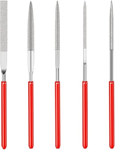 MTX Diamond Files, Mini Diamond Files Set, Diamond Needle File Set, Workshop File Set, File for Workshop140X50X3mm Needle Files Set, Metal, for Profile Cutting Glass/Wood Carving, Pack of 5