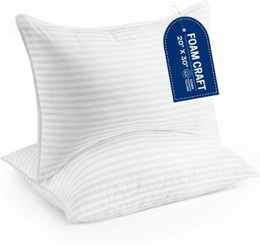 CRAFT Queen Size Striped Down Alternative Pillows - Pack of 2 (20" x 30")