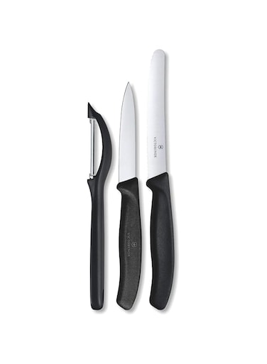 Victorinox Swiss Classic Set with Peeler, 3 Pieces Paring Knife, Set of 3, Black 6.7113.31