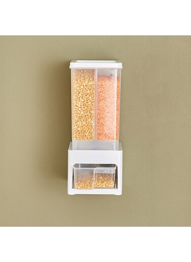 Essential Wall Mounted Twin Grain Holder With Cup 16 x 32 x 21 cm