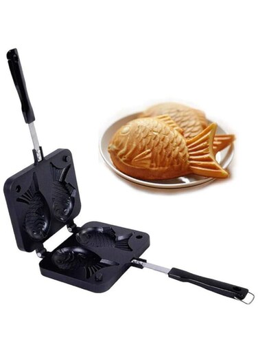 NICO SEE WONDER Double Fish Shaped Hot Dessert Waffle Cake Maker Pan Japanese Pancake Double Pan Stainless Steel Frypan