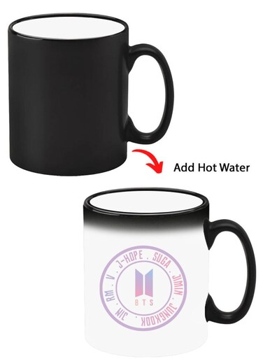 Color Changing Heat Sensitive Ceramic Mug, Image Revealed When HOT Liquid is Added! BTS sticker