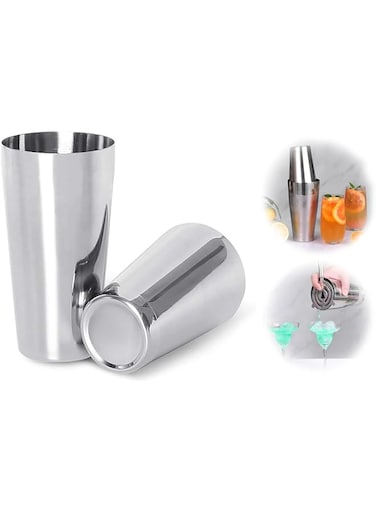 DELFINO Boston Cocktail Shaker, 2-Piece All Stainless Steel Boston Shaker Tins, 18oz Weighted and 26oz Unweighted Boston Cocktail Shaker Bar Set for Professional Bartenders and Home Cocktail Lovers