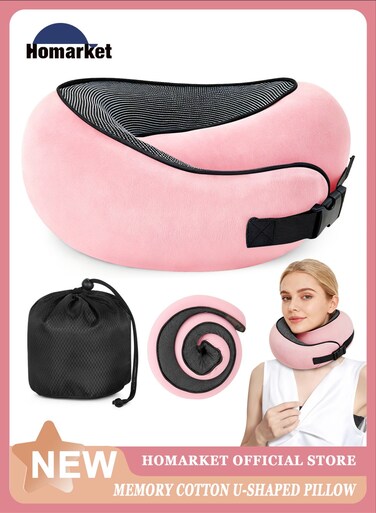 Neck Travel Pillow Memory Foam Neck Pillow for Comfort on Airplane Compact and Ergonomic Design for Travel, Car Rides, and Home Use Ideal for Adults and Kids
