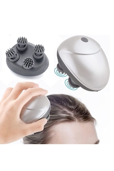 Electric Scalp Massager, Waterproof Handheld Hair Massager with 4 Massage Heads