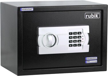 Rubik Safe Box A4 Document Size with Digital Lock and Override Key for Home Office Shop Business RB-25EG6 (25x35x25cm) Black
