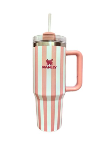 40oz Quencher H2.0 Flowstate Stainless Steel Vacuum Insulated Tumbler with Lid and Straw for Water, Iced Tea or Coffee, Smoothie and More,Cream (Pink)