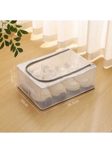 Storage Boxes with Clear Lids, 39.5cm Metal Frame for Shoe, Boot, Sneaker