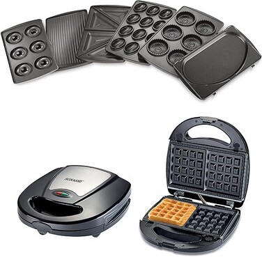 7-in-1 Multi Snack Maker SSM-862 - Detachable Sandwich, Grill, Donut, Waffle, Cupcake, Nutty, Omelet Making Plates   Kitchen Appliances Sonashi 7-in-1 Multi Snack Maker