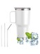 STAYOUNG Stainless Steel Coffee Mug - Beverage Cold Drink Mug, Thermal Insulated, With Handle And 2 Straws, Suitable For Juice, Milk, Smoothies, Suitable For Office, Home, Outdoor (White)