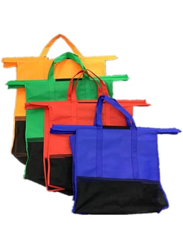 4 Pack Reusable Trolley Bags Shopping Cart Bags Trolley Bags Reusable Grocery Cart Bags Hanging Non Woven Organizer Bags for Normal Supermarket Trolleys