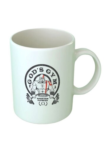 God's Gym Printed Coffee Mug White/Black/Red