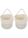 Hanging Cotton Rope Baskets, 2 Pcs 15 x 15 cm Small Woven Storage Basket, Bike Hang Bag with Handle, Fabric Planter, Home D&eacute;cor for Flower Plants, Organizer for Keys, Wallets, Sunglasses, White