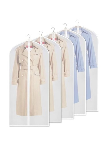 Haayymo 6 Pcs Clear Garment Bag, 24x47 Inch Long Skirt Dance Clothing Bag Set, Hanging Dustproof Clothing Bag With Zipper, Used for Storing Long Skirts, Jackets, Wardrobe Clothes