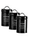Set of 3 Airtight Kitchen Canister Decorations with Lids Coffee Tea Sugar Metal Containers Decorative Nesting Kitchen Canister Jars Food Storage Black