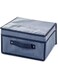 Storage Box with Lid and Handle, Fabric Cardboard Construction, Beige with Brown Trim, Decorative Office Organiser (Gray)