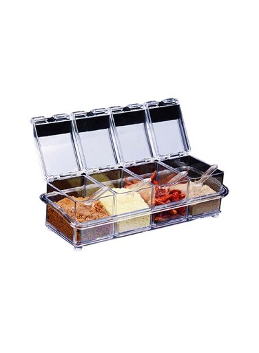 4 Pieces Home Spices Container Seasoning Jars Multicolour 25.8x9x7.2cm