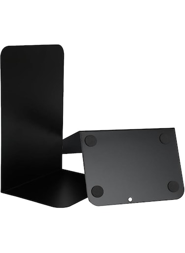 Book Holder, 2 L-shaped Book Stand Metal Simple Large Book Clips for Desktop Storage (Black)