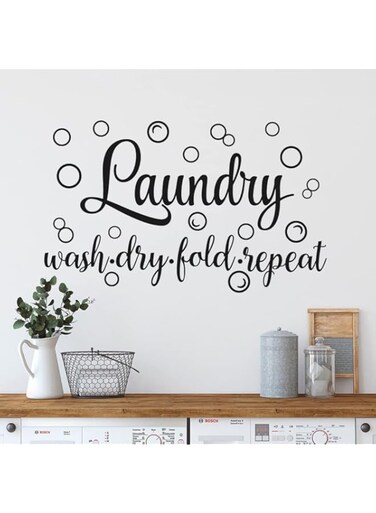 MoharWall Laundry Bubble Decal Quote Sticker Cute Laundry Signs Wall Hint Lettering Vinyl Art Decor Wash Dry Fold Repeat