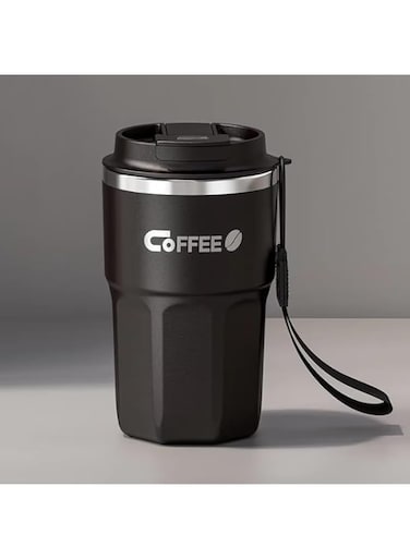 Jsofd Stainless Steel Coffee Cup, 480ml Vacuum Insulated Travel Mug for Home Office Outdoor Works Great for Ice Drinks and Hot Beverage (Black)