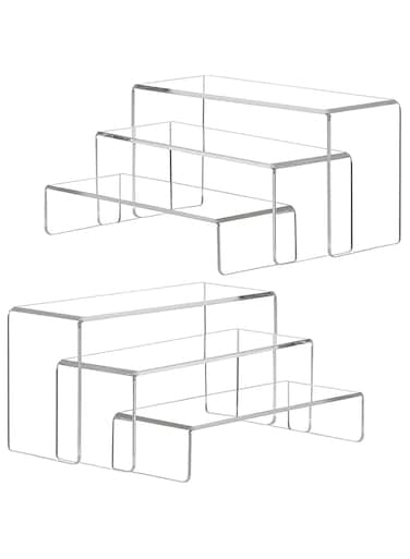 AMIAZI&reg; 6 pcs Clear Acrylic Showcase Display Risers Dessert and Cupcake Stand Risers for party event shoe Riser Display Organizer Cosmetics Display Riser