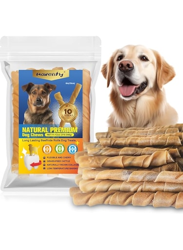 Natural 5-8" Bully Sticks for Small &amp; Large Dogs-Long Lasting, Rawhide Free, Low Odor Dental Chew Treat-100% Real Beef - 8 oz. Bag-10 Sticks