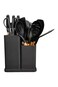 19pcs black silicone spatula set with holder&mdash;heat-resistant, BPA-free, safe for nonstick cookware.