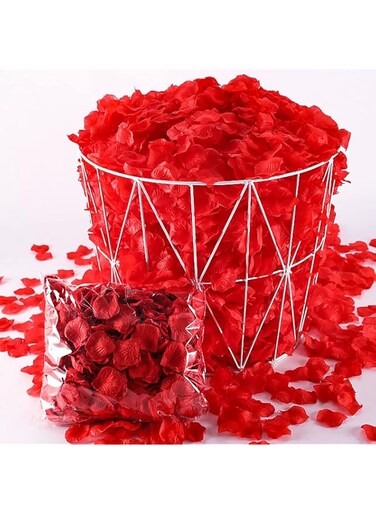 7000 PCS Petals Artificial Flowers Red Silk Rose Flower 500 Grams For Decoration Propose Wedding Party Bedroom Hotel Dinning Table, Ramadan Decoration - Red