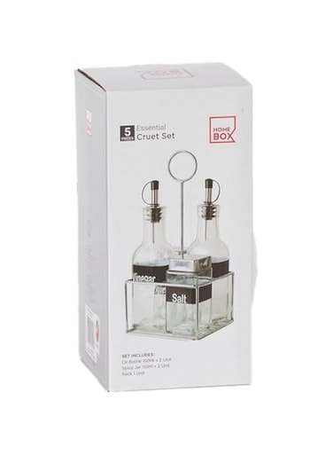 HomeBox Essential 5-Piece Glass Cruet Set
