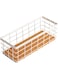 TIEYIPIN Small Metal Wire Storage Basket, Detachable Wood Base Storage Organizer Bin Basket for Kitchen Cabinets, Bathroom, Pantry, Garage, Laundry Room - Cream White