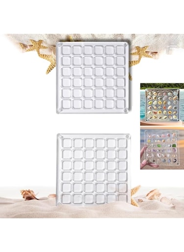 2Pcs Acrylic Magnetic Seashell Display Box, Multifunctional Gemstone Diamond Display Organizer Case, Mini Clear Seashell Storage Box for Seashell Jewelry Starfish Gemstone Trinket Nail Bead (36 Grids)