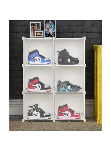 C&amp;C Home 6 pack Shoe Storage Boxes Plastic Stackable Shoebox, Shoe Organizer Containers with Lids, Drawer Type Front Opening Shoe Holder Containers (6 Box)