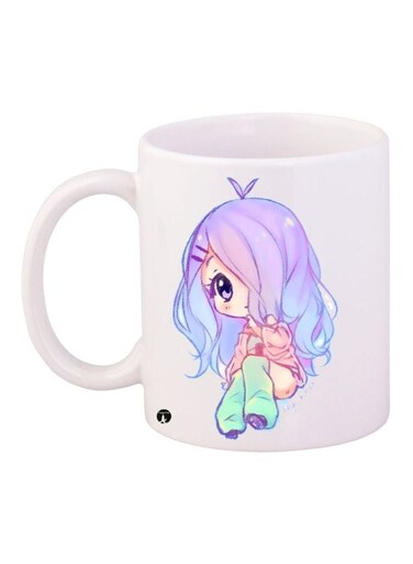 Anime Girl Printed Coffee Mug White/Purple/Green